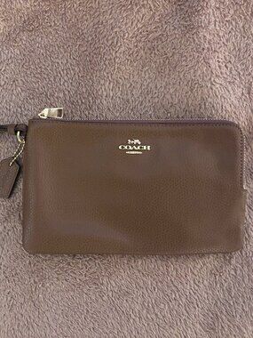 Coach Double Zip Wristlet in pebbled leather